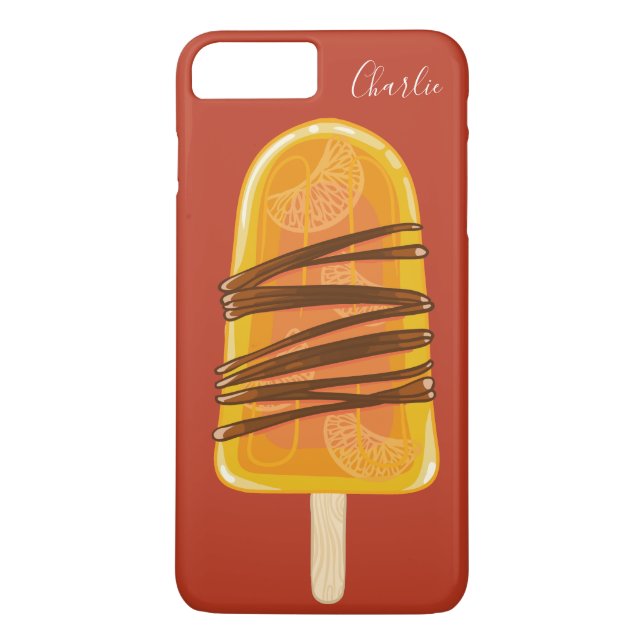 Funda De Case-Mate Para iPhone Naranja Popsicle nombre personalizado estuches de  (Reverso)