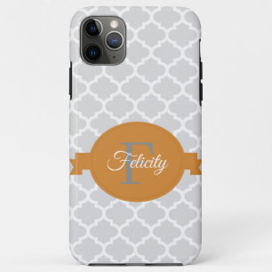 Funda Para iPhone 11 Pro Max Naranja Quatrefoil Personalizado