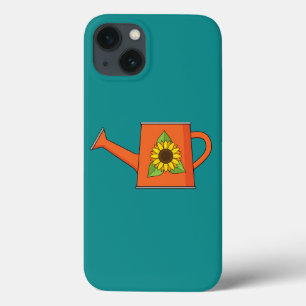 Funda Para iPhone 13 Naranja regando lata con girasol