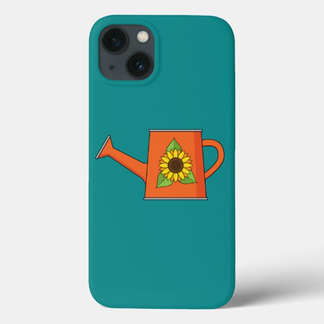 Funda De Case-Mate Para iPhone Naranja regando lata con girasol (Reverso)