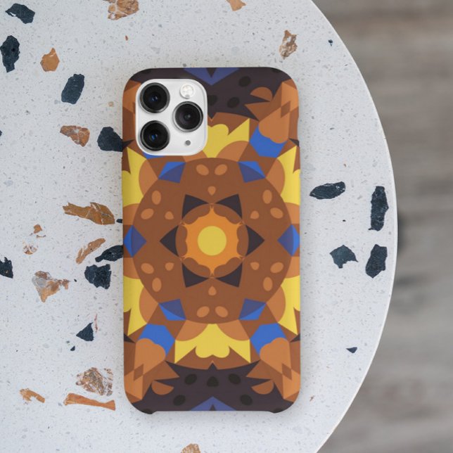 Funda De Case-Mate Para iPhone Naranja retro Mandala flor amarillo y azul (Subido por el creador)