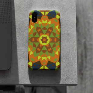 Funda Para iPhone 11 Naranja retro Mandala flor amarillo y azul