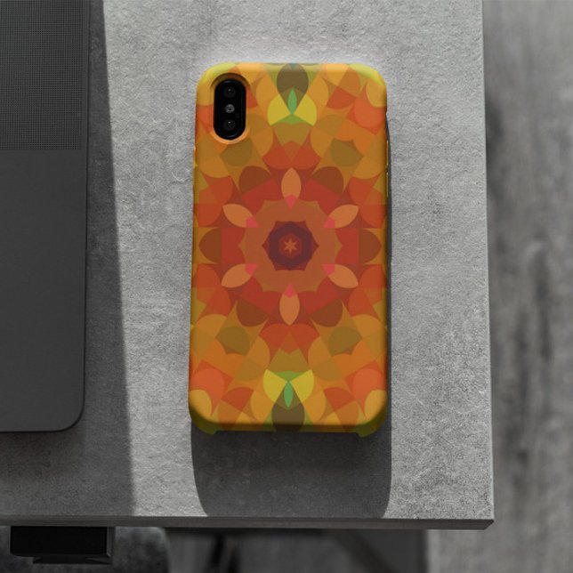 Funda De Case-Mate Para iPhone Naranja retro Mandala flor amarillo y verde (Subido por el creador)