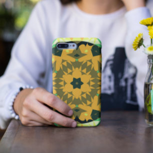Funda Para iPhone 11 Naranja retro Mandala flor amarillo y verde