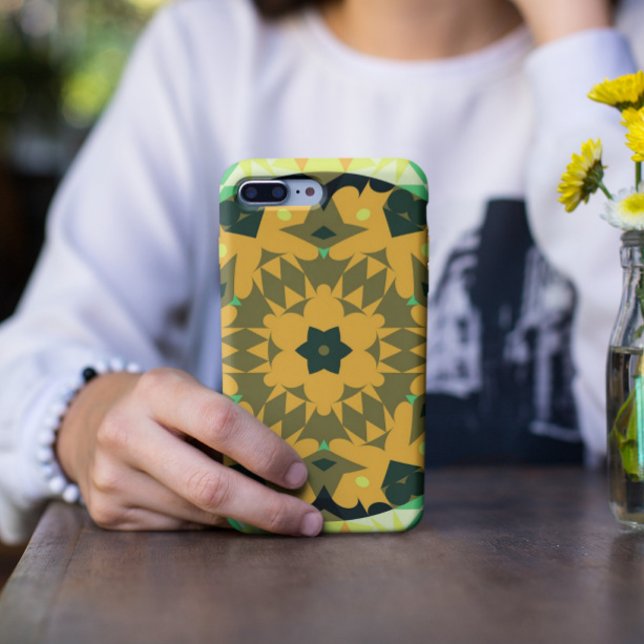 Funda De Case-Mate Para iPhone Naranja retro Mandala flor amarillo y verde (Subido por el creador)