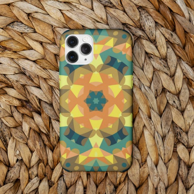 Funda De Case-Mate Para iPhone Naranja retro Mandala flor amarillo y verde (Subido por el creador)
