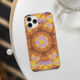 Funda Para iPhone 11 Naranja retro Mandala Flor azul y amarillo