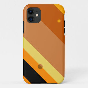 Funda Para iPhone 11 Naranja retro rayas negras amarillas sin puntos de