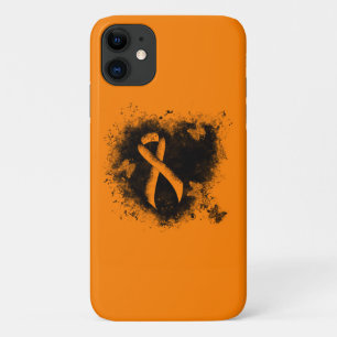 Funda Para iPhone 11 Naranja Ribbon Grunge Heart