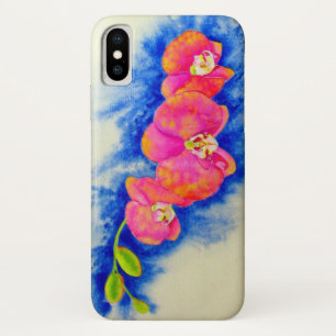 Funda Para iPhone X Naranja romántico color de agua rosa pintura de or