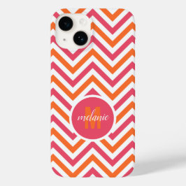 Funda Para iPhone 14 De Case-Mate Naranja rosa Chevron Personalizado