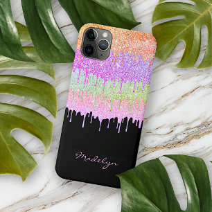 Funda Para iPhone 11 Pro Max Naranja Rosa Menta Lima Verde Patrón de goteo en n