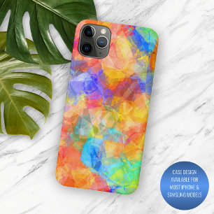 Funda Para iPhone 11 Pro Max Naranja rosa morado azul turquesa arte poligonal