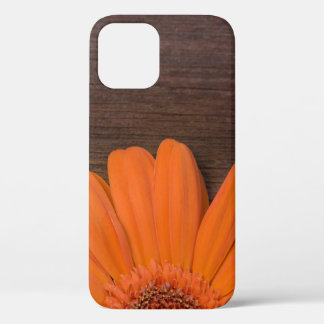 Funda Para iPhone 12 Naranja Rústico Daisy y Barn Wood