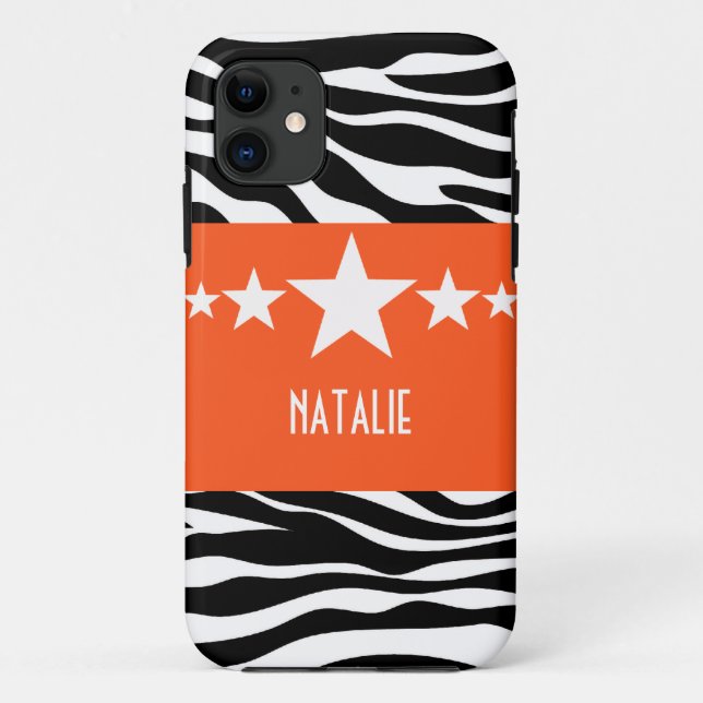 Funda De Case-Mate Para iPhone Naranja Sassy Star Zebra BT iPhone 5 Funda (Reverso)