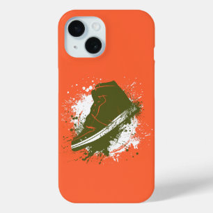 Funda Para iPhone 15 Naranja solar con gráfico verde del ejército