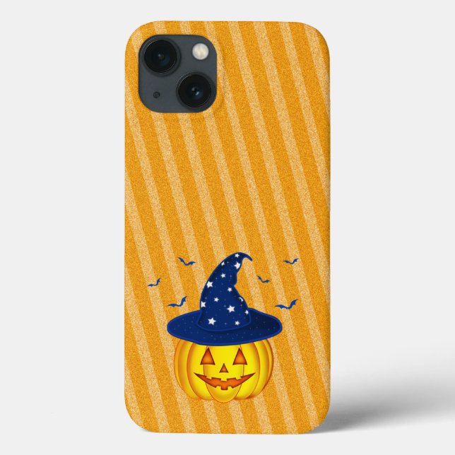 Funda De Case-Mate Para iPhone Naranja Sparkly Stripes Halloween (Reverso)