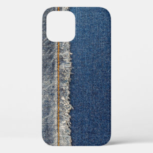 Funda Para iPhone 12 Naranja Stitch, Parche De Doble Denim.