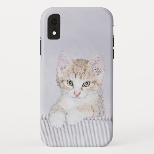 Funda De Case-Mate Para iPhone Naranja Tabby Kitten Pintura - Arte Gato Original (Reverso)