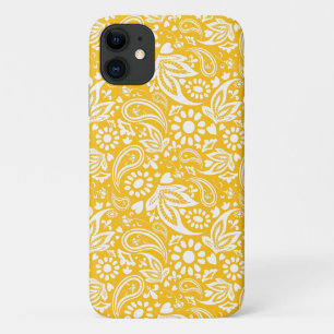 Funda Para iPhone 11 Naranja Tangerino White Boho Paisley Pattered