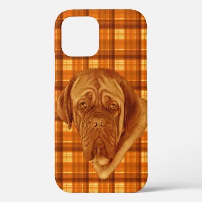 Funda De Case-Mate Para iPhone Naranja Tartán Francés Burdeos Perro, (Reverso )