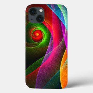 Funda Para iPhone 13 Naranja Verde Rojo Patrón de arte abstracto modern