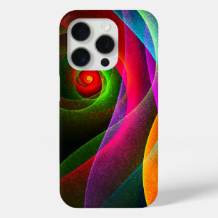 Funda Para iPhone 15 Pro Naranja Verde Rojo Patrón de arte abstracto modern
