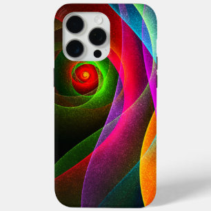 Funda Para iPhone 15 Pro Max Naranja Verde Rojo Patrón de arte abstracto modern