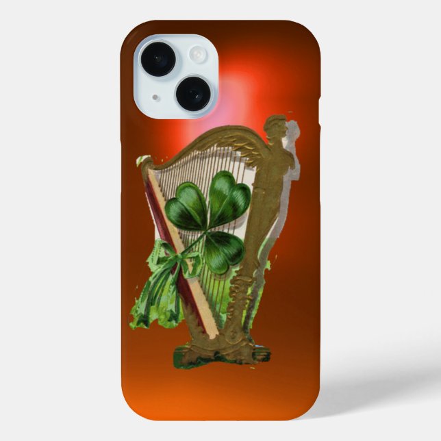 Funda De Case-Mate Para iPhone Naranja VERDE SHAMROCK HARP (Reverso )