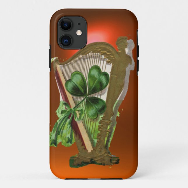 Funda De Case-Mate Para iPhone Naranja VERDE SHAMROCK HARP (Reverso)