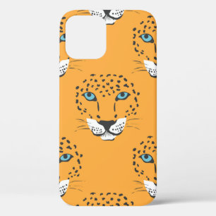 Funda Para iPhone 12 naranja vintage con cabezales leopardo
