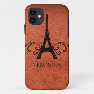 Funda Para iPhone 11 Naranja Vintage French Flourish