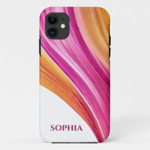 Funda Para iPhone 11 Naranja y amarillo rosado personalizado de color o