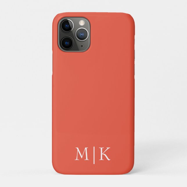 Funda De Case-Mate Para iPhone Naranja y Blanco | Monograma Moderno (Reverso)