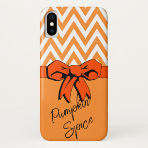 Funda Para iPhone X Naranja y calabaza blanca Faux Bow personalizado