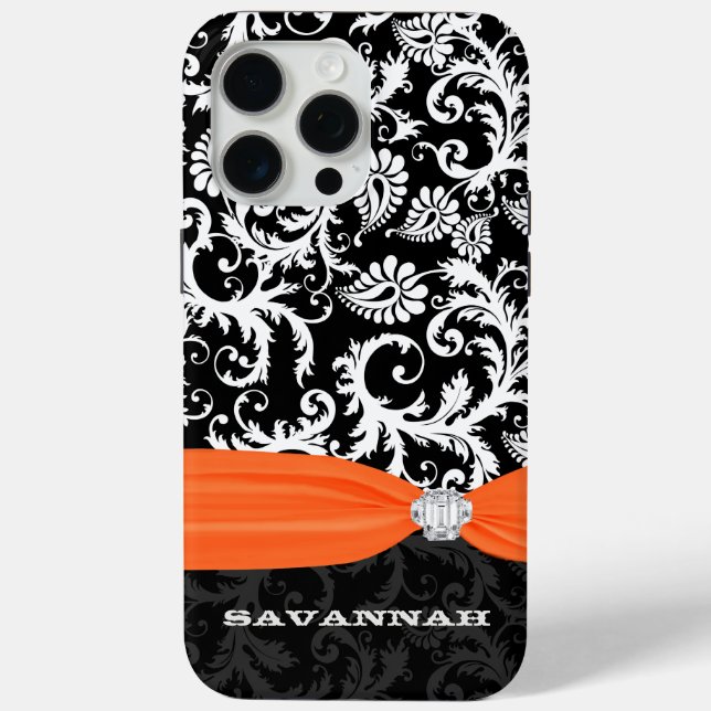 Funda De Case-Mate Para iPhone Naranja y damasco blanco Diamante de imitación de  (Reverso )