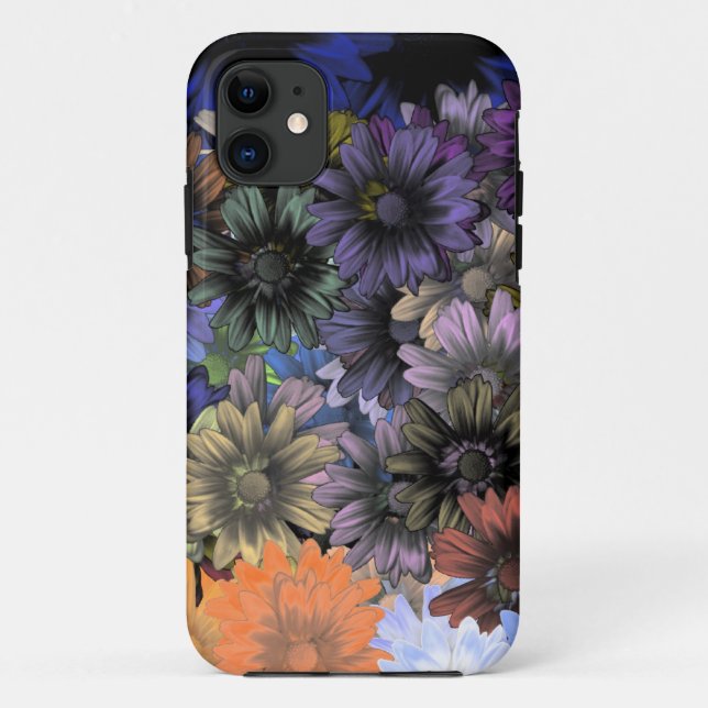 Funda De Case-Mate Para iPhone Naranja y floral azul (Reverso)