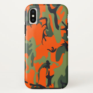 Funda Para iPhone X Naranja y verde Camo de la seguridad