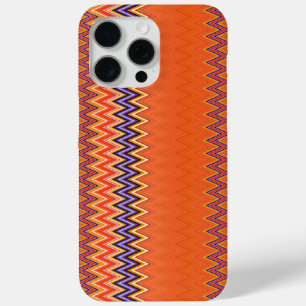 Funda Para iPhone 15 Pro Max Naranja y Zigzag