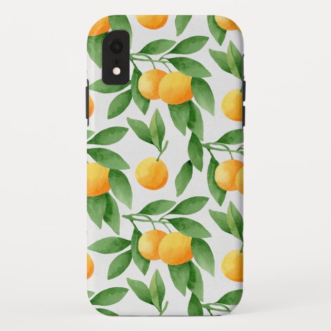 Funda De Case-Mate Para iPhone Naranjas acuarelas o patrones de mandarinas (Reverso)