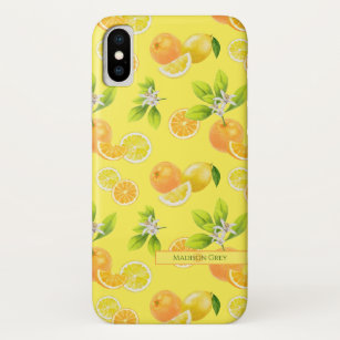 Funda Para iPhone X Naranjas artísticos de frutas cítricas y Patten de