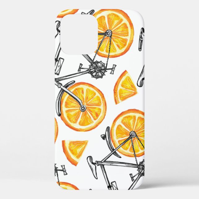 Funda De Case-Mate Para iPhone Naranjas de bicicleta: Patrón de verano acuarela (Reverso )