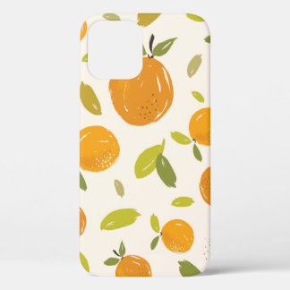 Funda Para iPhone 12 Naranjas pintados a mano fruta diseño de patrones 