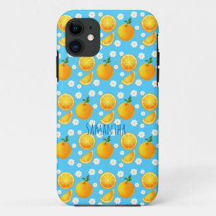 Funda Para iPhone 11 Naranjas y flores blancas