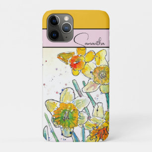 Funda Para iPhone 11 Pro Narciso Acuarela Narcisos floral Flor Teléfono