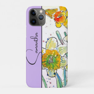 Funda Para iPhone 11 Pro Narciso Amarillo Acuarela Narcisos Floral Flor