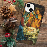 Funda Para iPhone 14 De Case-Mate Natividad navideña vintage, el niño Jesús en el pe<br><div class="desc">Diseño de vacaciones de Navidades religiosos de ilustracion vintage con una natividad clásica. Una escena familiar de religión cristiana con María,  José y el niño Jesucristo en el pesebre con cordero y oveja. Belén.</div>