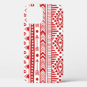 Funda Para iPhone 12 Nativo Americano: Doodle de tinta roja.
