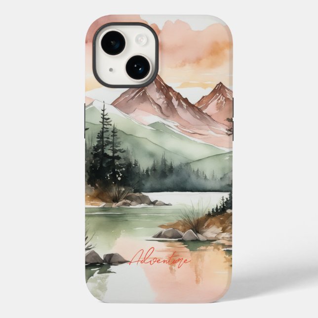 Funda De Case-Mate Para iPhone Naturaleza de las montañas de los bosques acuático (Reverso )