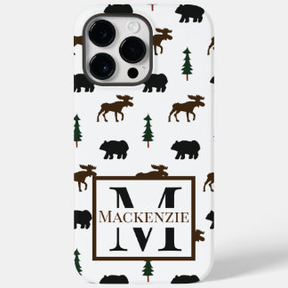 Funda Para iPhone 14 Pro Max De Case-Mate Naturaleza del Monograma Oso y Moose Rústico de la